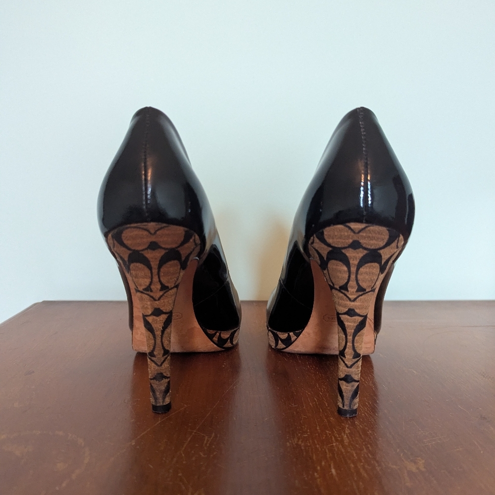 Coach Black and Tan Heels - Picture 3 of 6